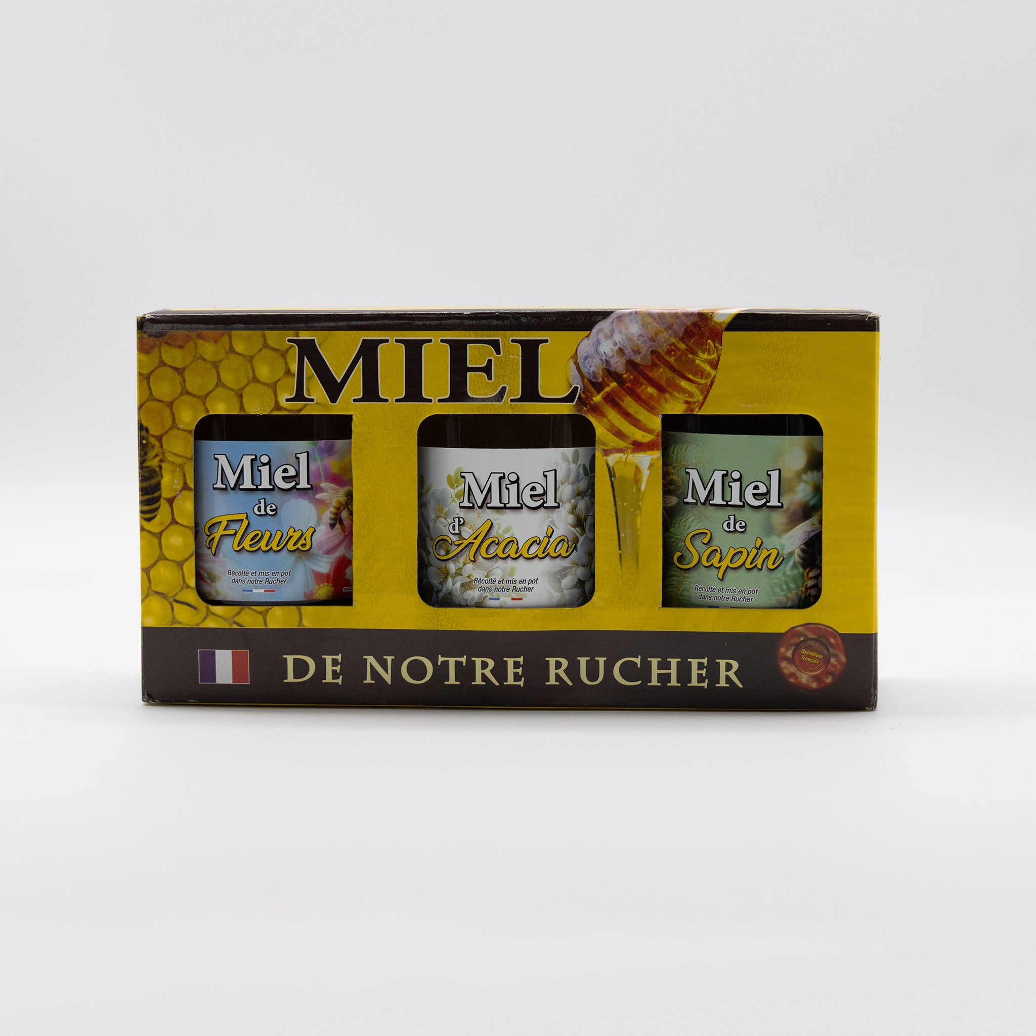 Coffret Dégustation – Miels de Sapin, Fleurs Crémeux & Tilleul (3 x 500 g)
